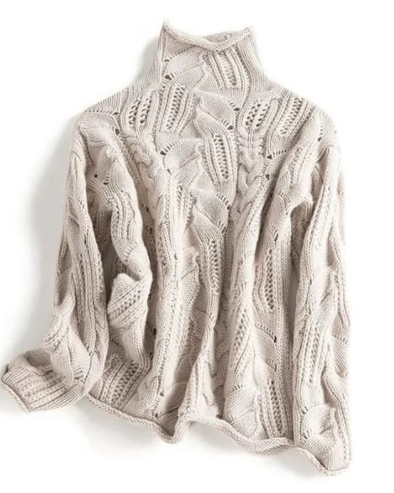 Women's Cashmere Turtleneck Sweater – Maira – Beige