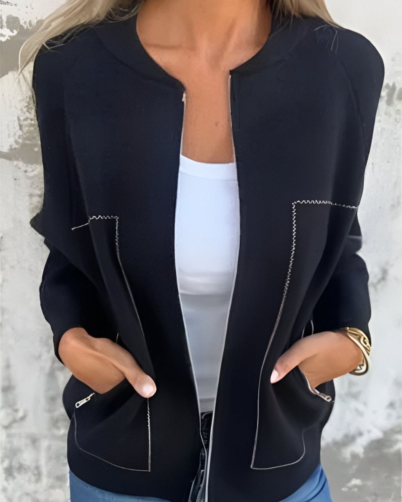 Women's Zip-Front Jacket with Side Pockets – Sile