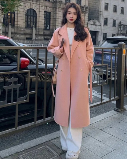 Women's Straight-Cut Lapel Overcoat – Nadia – Pink