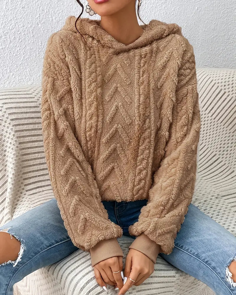 Women's Sherpa Hooded Sweatshirt – Bia – Caramel