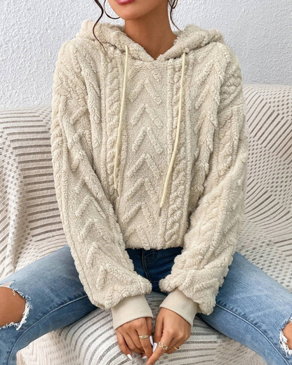 Women's Sherpa Hooded Sweatshirt – Bia – Cream