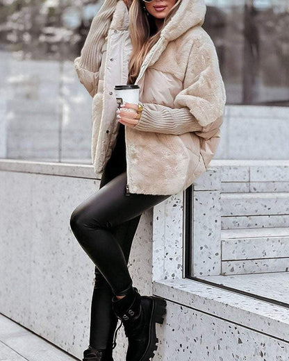 Women's Hooded Puffer Jacket – Raina – Apricot