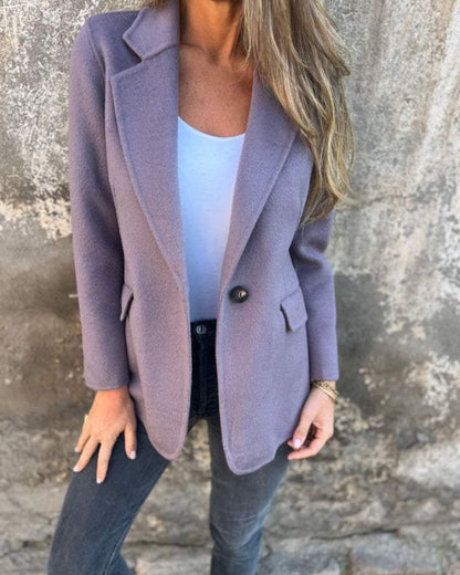 Women's Single-Button Straight-Cut Tailored Blazer – Renata – Purple
