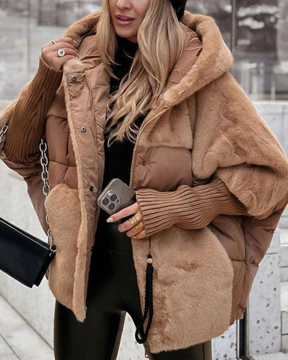 Women's Hooded Puffer Jacket – Raina – Brown