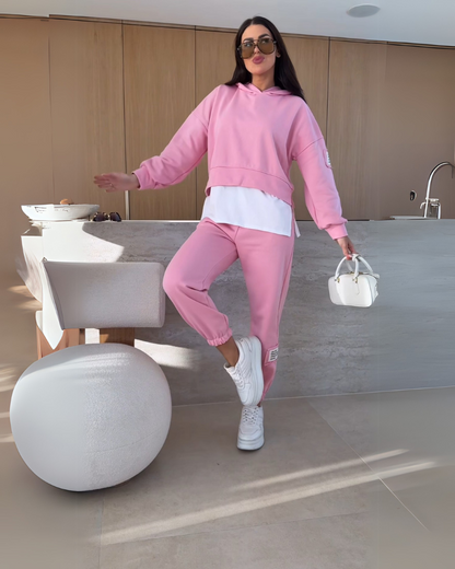 Women's Comfy Hooded Sweatsuit Set – Gabi – Pink