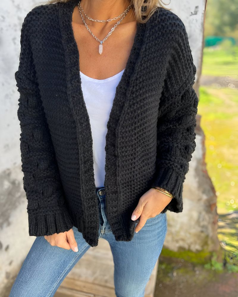 Women's Hand-Knit Cardigan – Carol – Black