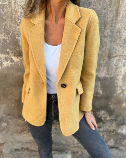 Women's Single-Button Straight-Cut Tailored Blazer – Renata – Yellow