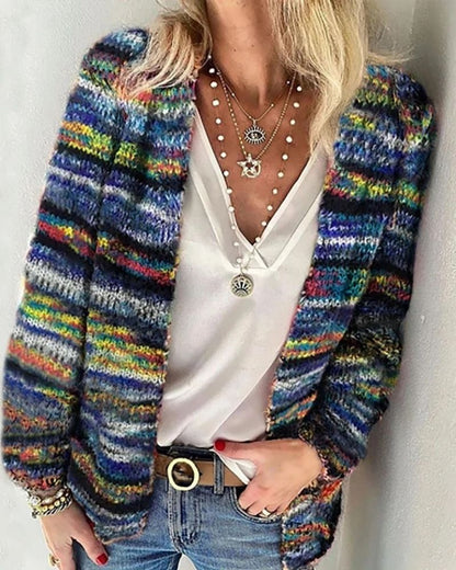 Women's Hand-Knit Cardigan – Jaqueline – Blue