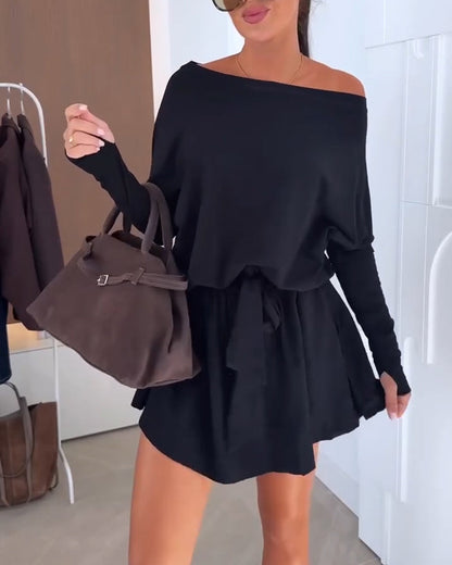 Women's Off-Shoulder Midi Dress – Mia – Black