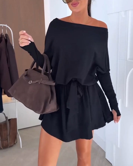 Women's Off-Shoulder Midi Dress – Mia – Black