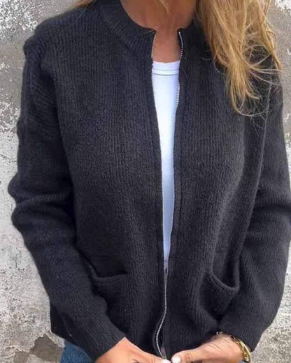 Women's Knit Cardigan with Pockets – Quelia – Black