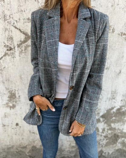 Women's Plaid Straight-Cut Blazer – Era