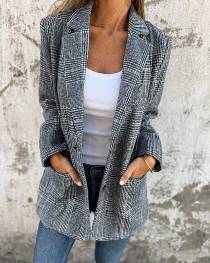 Women's Plaid Straight-Cut Blazer – Era – view 2