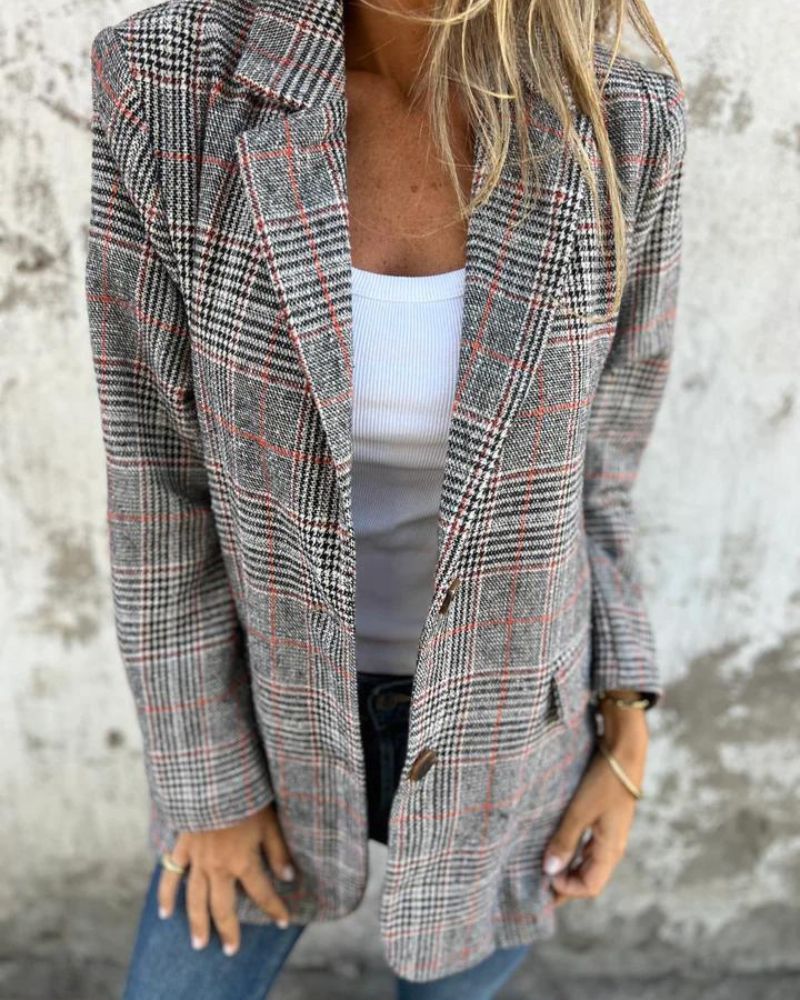 Women's Plaid Straight-Cut Blazer – Era – view 3
