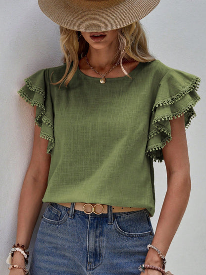 Women's Short-Sleeve Ruffle Shirt – Jolene – view 10
