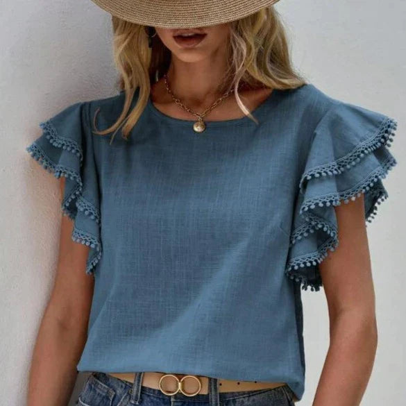 Women's Short-Sleeve Ruffle Shirt – Jolene