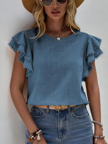 Women's Short-Sleeve Ruffle Shirt – Jolene – view 4