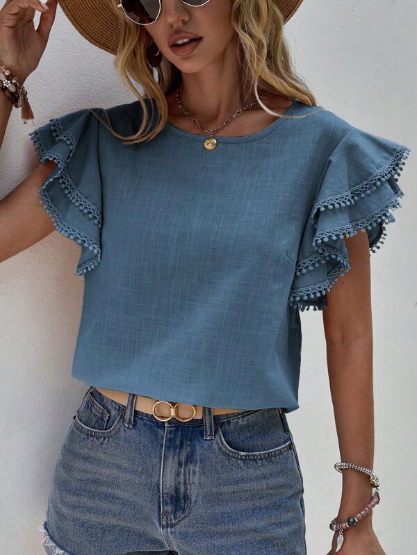 Women's Short-Sleeve Ruffle Shirt – Jolene – view 5