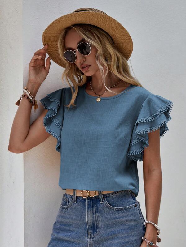 Women's Short-Sleeve Ruffle Shirt – Jolene – view 6