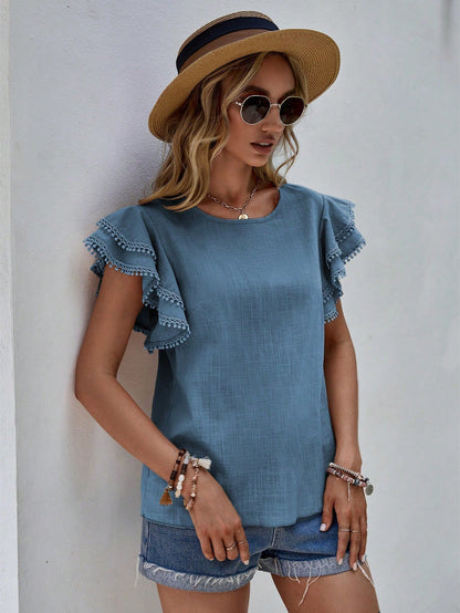 Women's Short-Sleeve Ruffle Shirt – Jolene – view 8