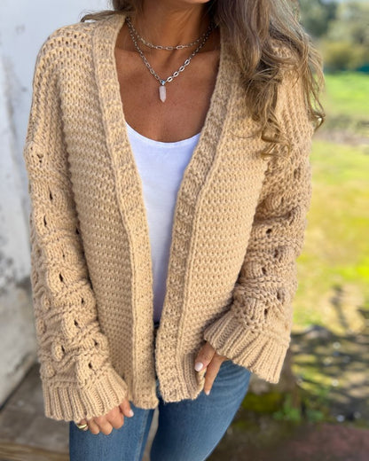 Women's Hand-Knit Cardigan – Carol – Beige