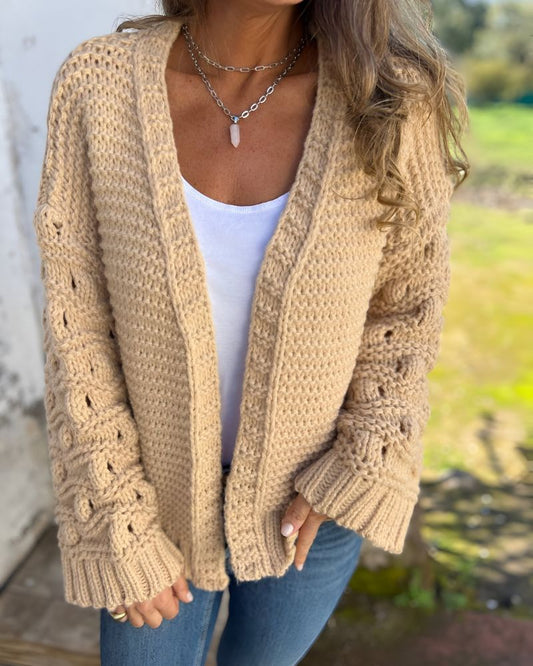 Women's Hand-Knit Cardigan – Carol – Beige