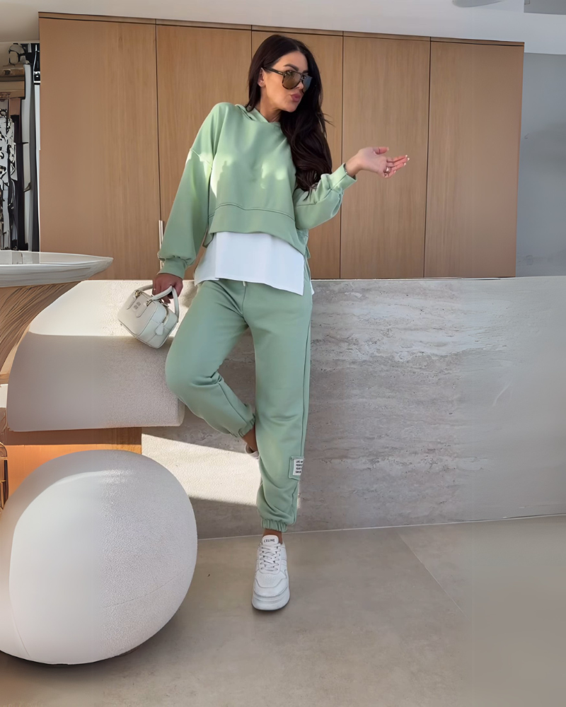 Women's Comfy Hooded Sweatsuit Set – Gabi – Green