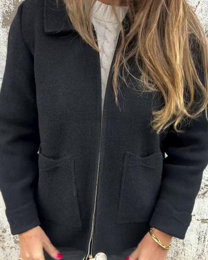 Women's Fleece Sweatshirt Jacket – Fernanda – Black