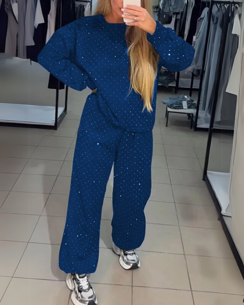 Women's Comfy Shimmer Sweatsuit Set – Olivia – Blue