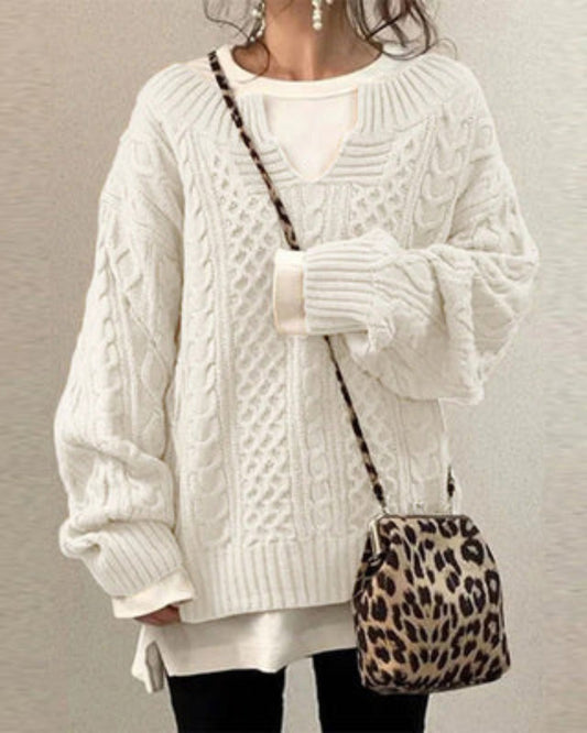 Women's Oversized Knit Sweater – Callie – White