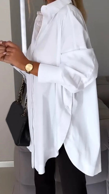 White Shirt with Slit and Lapel – Leona – view 2