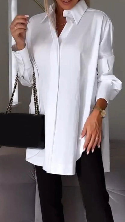 White Shirt with Slit and Lapel – Leona – view 4