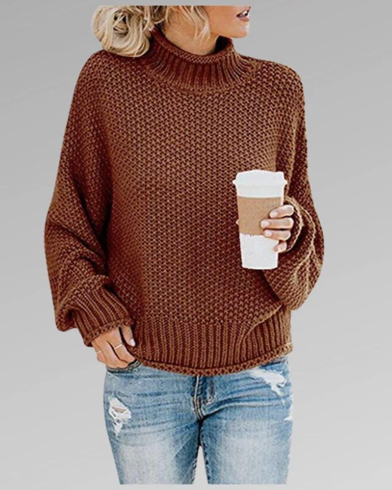 Women's Turtleneck Sweater – Priscila – Brown