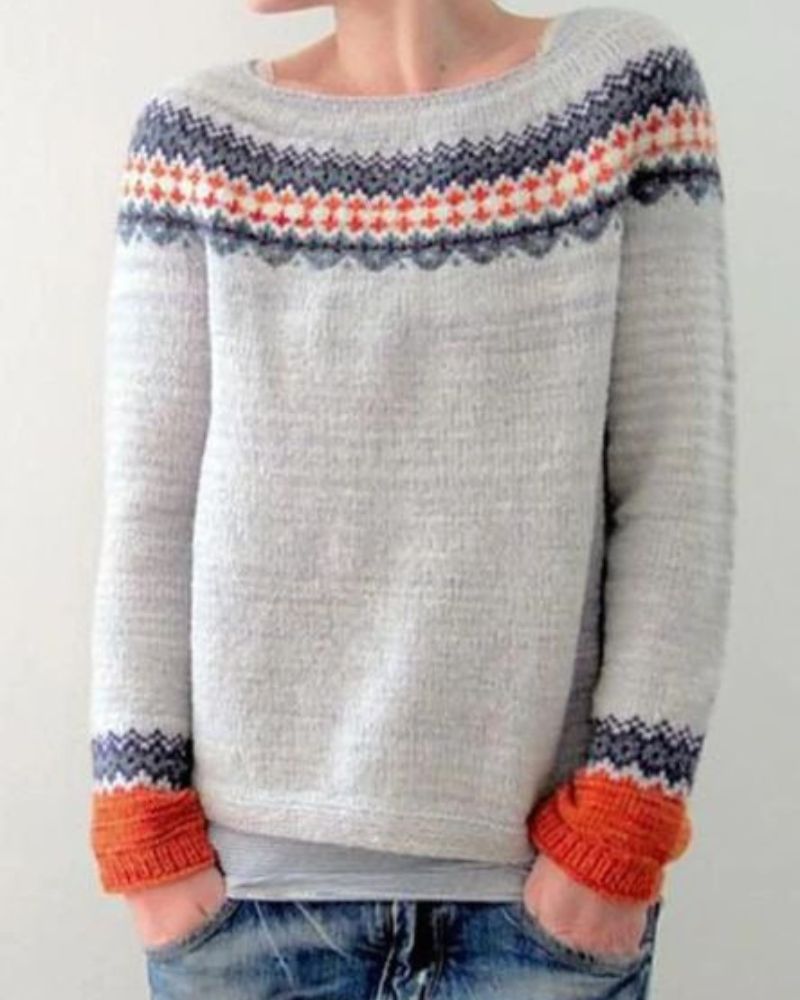 Women's Gray Striped Knit Sweater – Natalia – Gray