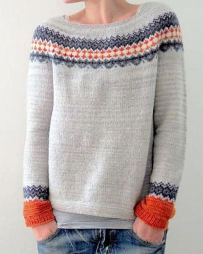 Women's Gray Striped Knit Sweater – Natalia – Gray