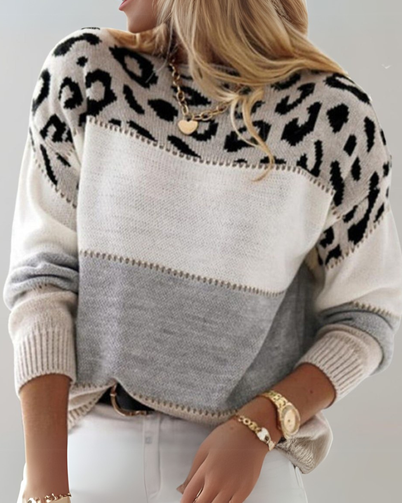 Women's Leopard-Print Knit Sweater – Helena