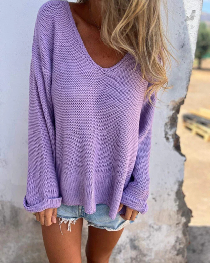 Women's Comfy Knit Sweater – Karina – Purple