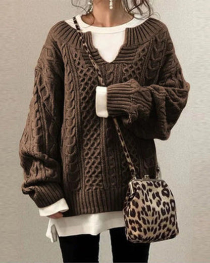 Women's Oversized Knit Sweater – Callie – Brown