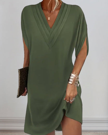 Solid Dress with Slit Sleeves – Sage