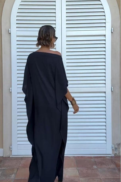 Lightweight Asymmetric Dress with Belt – Leia – view 3