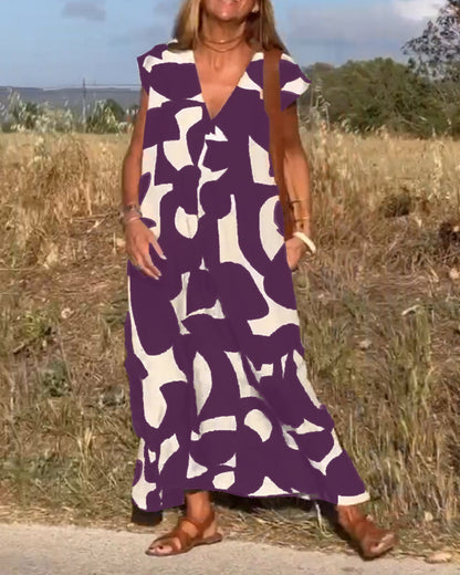 Printed V-Neck Dress – Hero – view 11
