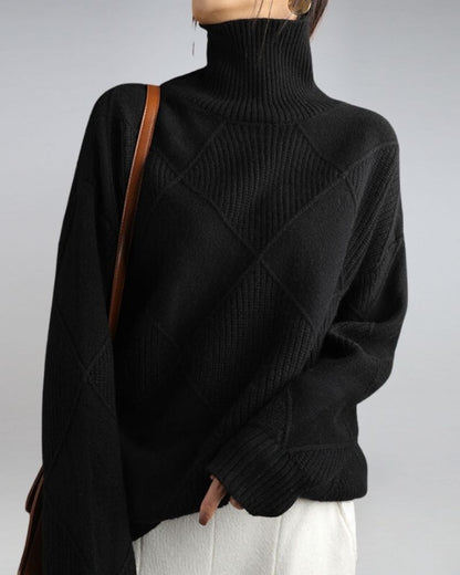 Women's Elegant Knit Turtleneck Sweater – Ana – Black