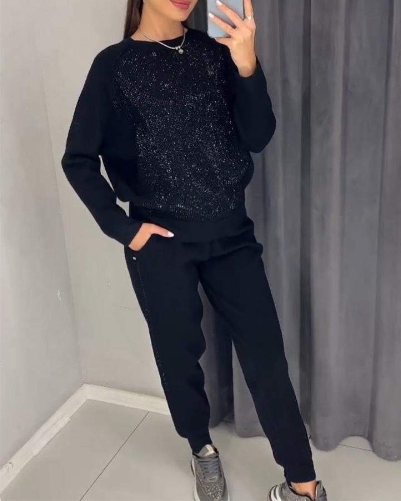 Women's Shimmer Knit Set – Whitney – Black