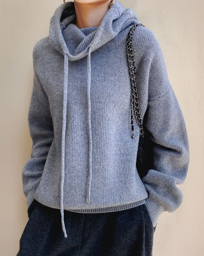 Women's Comfy Hooded Knit Sweater – Loretta – Gray