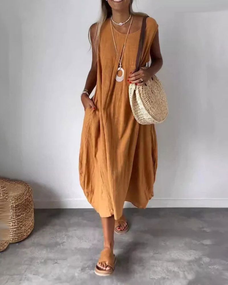 Women's Sleeveless Boho Midi Dress – Lucienne