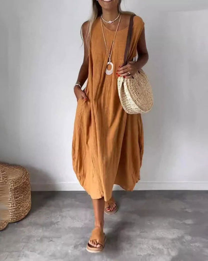 Women's Sleeveless Boho Midi Dress – Lucienne