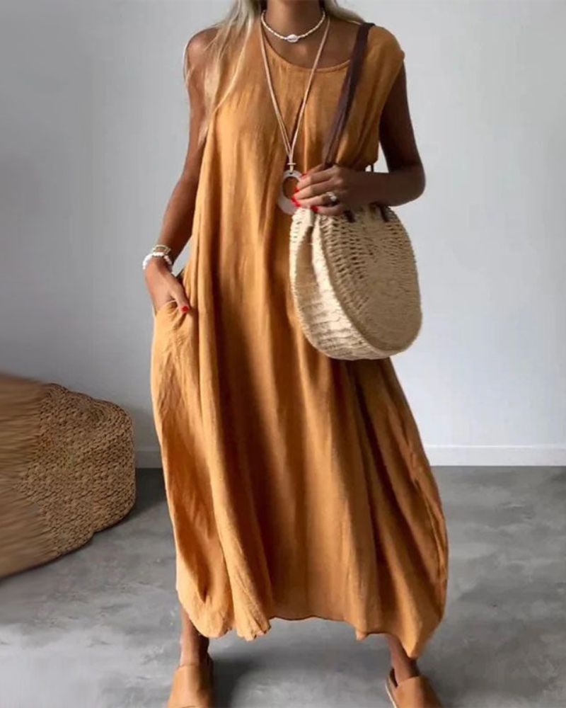 Women's Sleeveless Boho Midi Dress – Lucienne – view 2