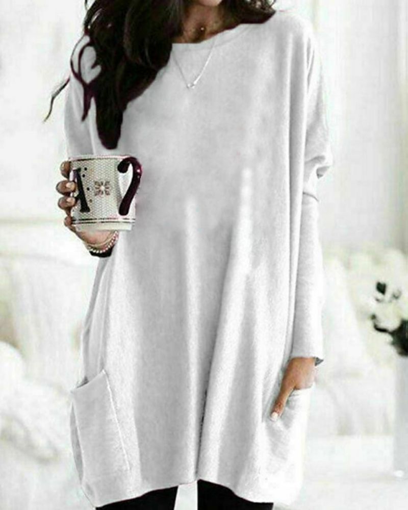 Women's Tunic Blouse with Pockets – Bianca – White