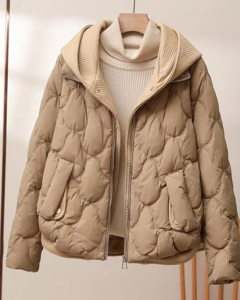 Women's Quilted Hooded Jacket – Berta – Brown