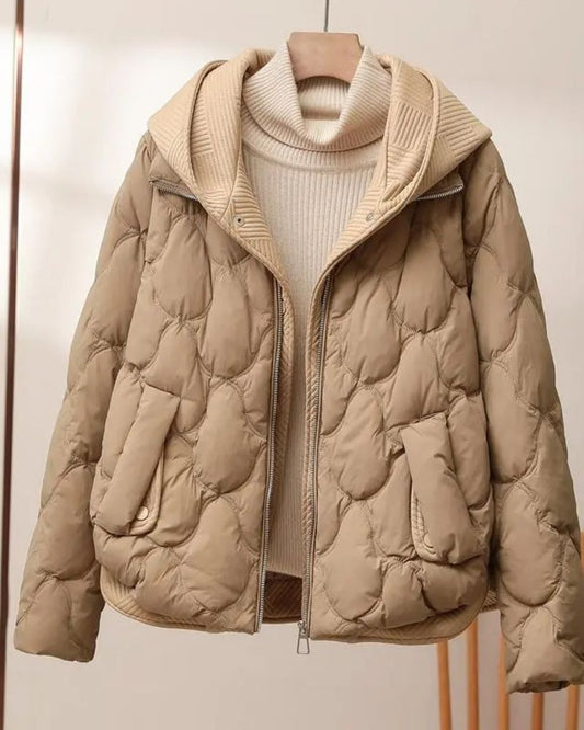 Women's Quilted Hooded Jacket – Berta – Brown